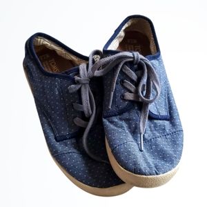 Toms Lightweight Blue Denim Looking White Diamond Tied Fasion Sneakers Size 7.5